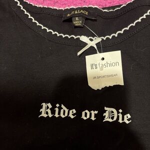Black 'Ride or Die' Graphic Tee
